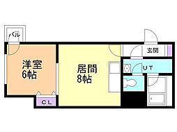 コートロティ大通 1LDKの間取図画像