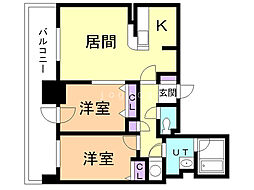 アルファタワー札幌南4条 2LDKの間取図画像