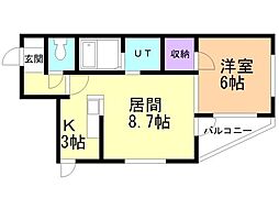 ヴォーネン山鼻 1LDKの間取図画像