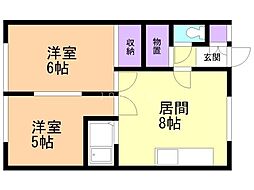 第2恵水マンション 2LDKの間取図画像