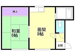 えぞもりハイツ 2LDKの間取図画像