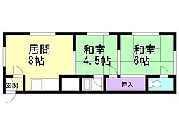 松栄コーポ 2LDKの間取図画像