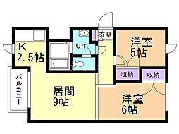 ファーストプレイス 2LDKの間取図画像