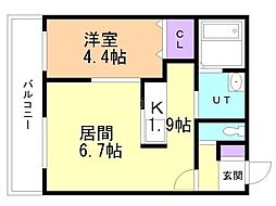 グランドサクセス琴似 1LDKの間取図画像
