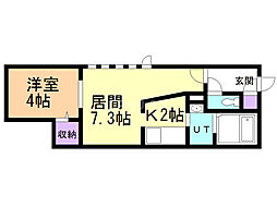 ヒューガプレミアム-スィート 1LDKの間取図画像