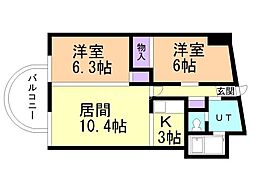 プレミエール円山 2LDKの間取図画像