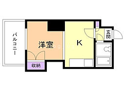 エクセル2 1DKの間取図画像