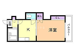 インペリアルワタナベ 1DKの間取図画像