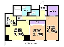 レシディア大通り西 2LDKの間取図画像