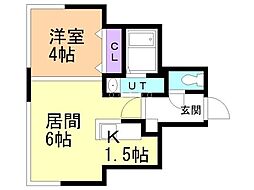 PRIMECOURT北円山 1LDKの間取図画像
