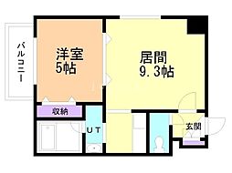 アルファスクエア大通西17 1LDKの間取図画像