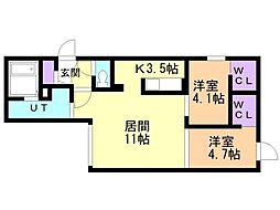 LiveaseKitamaruyama 2LDKの間取図画像
