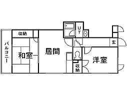 メゾンフィッシュ 2DKの間取図画像
