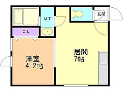 デュークYK二十四軒 1DKの間取図画像