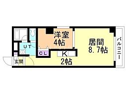 フォレヴァ6-7 1LDKの間取図画像