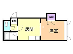 MiaCASA山の手 1DKの間取図画像