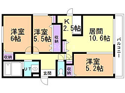 ルミエ琴似 3LDKの間取図画像