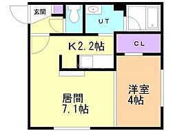 ポジターノW18 1LDKの間取図画像