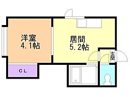 T's円山 1DKの間取図画像