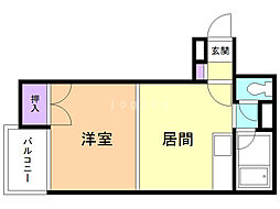 ジュマ宮の森B 1DKの間取図画像