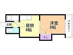 ローレル南6条 1DKの間取図画像