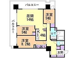 プレミストタワーズ札幌苗穂ブライトゲート 3LDKの間取図画像