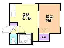 シャルマン512 1DKの間取図画像