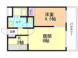 シティテラス南5条 1LDKの間取図画像