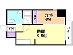 シティーコート北1条 1LDKの間取図画像