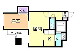 クレエル大通 1LDKの間取図画像
