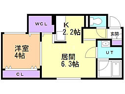 ラフォルテ桑園 1DKの間取図画像