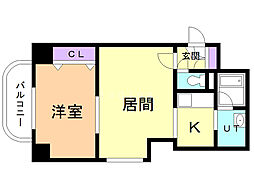 パルクアレースダハイム 1LDKの間取図画像