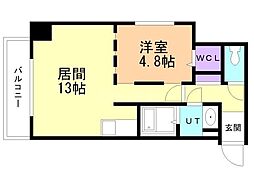 セルベッサ札幌レジデンス 1LDKの間取図画像