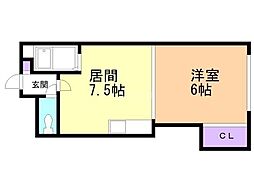 SS・ビル3 1DKの間取図画像