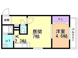 SecondAvenueA 1LDKの間取図画像
