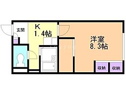 レオパレスセントラル南4条A 1Kの間取図画像