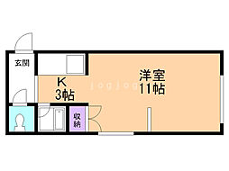 シティノースワン 1Kの間取図画像