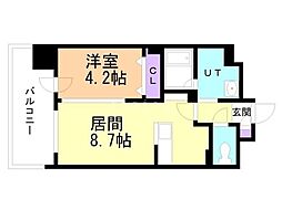 ウエリスアーバン円山 1LDKの間取図画像