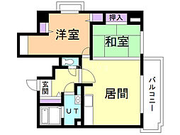 旭山シャトー桂和 2LDKの間取図画像