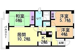 琴似パーク・マンション 3LDKの間取図画像