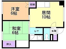 多摩ハイツ 2LDKの間取図画像