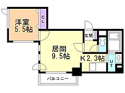 モンドブリックコトニ 1LDKの間取図画像