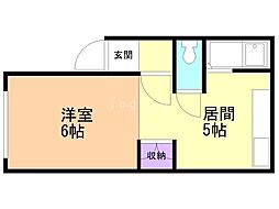 ヴィラ・ブランシュB 1DKの間取図画像