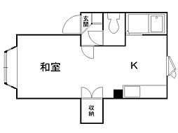 ヴィラ・ブランシュA 1DKの間取図画像