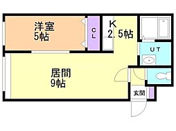 グランメール北11条 1LDKの間取図画像