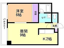 ルーブル6条館 1LDKの間取図画像