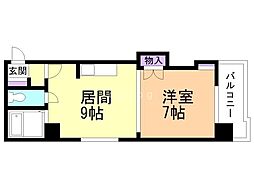 サンハイツササキ 1LDKの間取図画像
