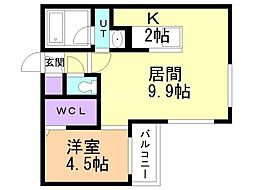 CARRERA行啓通 1LDKの間取図画像