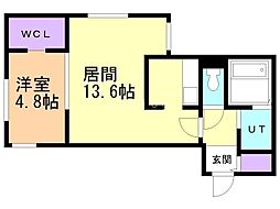 POEM南8条 1LDKの間取図画像