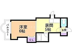 シティハウス宮の森 1DKの間取図画像
